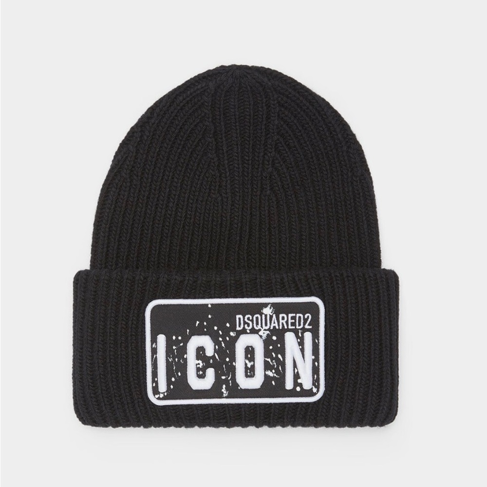 Dsquared2 ICON Splash Wool Beanie NWT Made in Italy